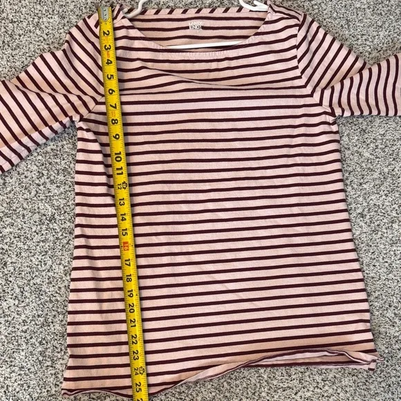 Lands' End Boatneck Tunic Pink and Burgundy Striped Top - Picture 7 of 7
